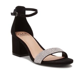 NWT! Madden NYC Women's Illie City Black Ankle Strap Block Heel Sandals Sz9 wBox